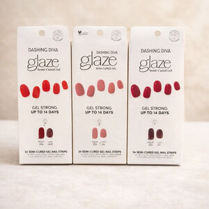 Dashing Diva Glaze Semi-Cured Gel Nail Strips Mauve Pink Raspberry Pink Real Red